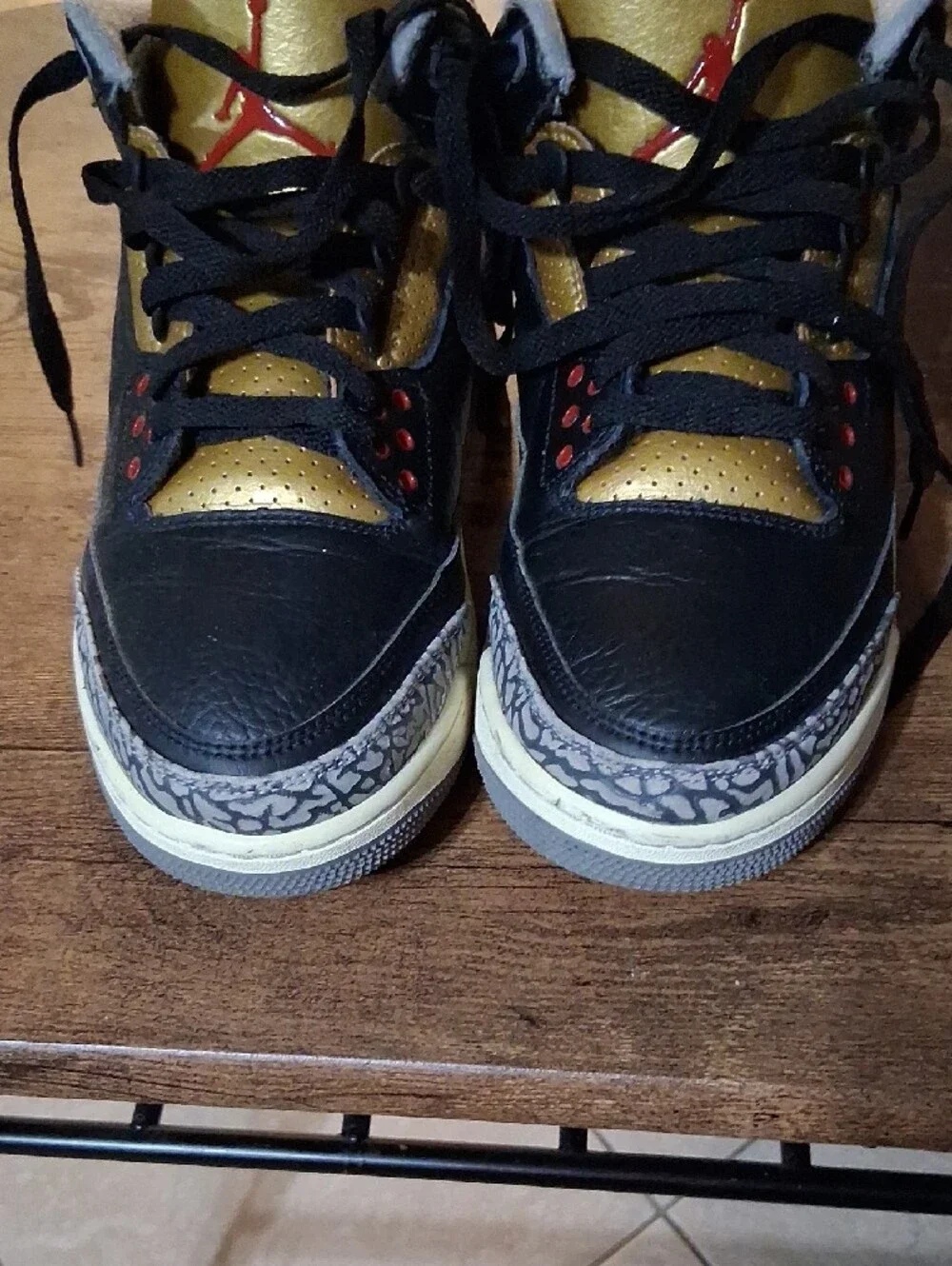 Jordan Men's Sneakers - Black, Gold & Red Accents